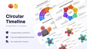 Circular timeline infographic with colorful segments for PowerPoint