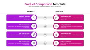 Four-step comparison slide layout showing differences between two items.