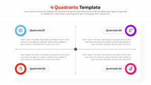 Matrix infographic layout with blue purple orange and pink quadrants