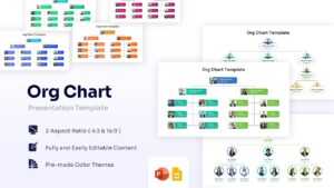 Organizational chart diagram with circular photo placeholders and tree structure