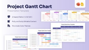 Project Gantt Chart presentation template highlighting weekly and monthly timeline views