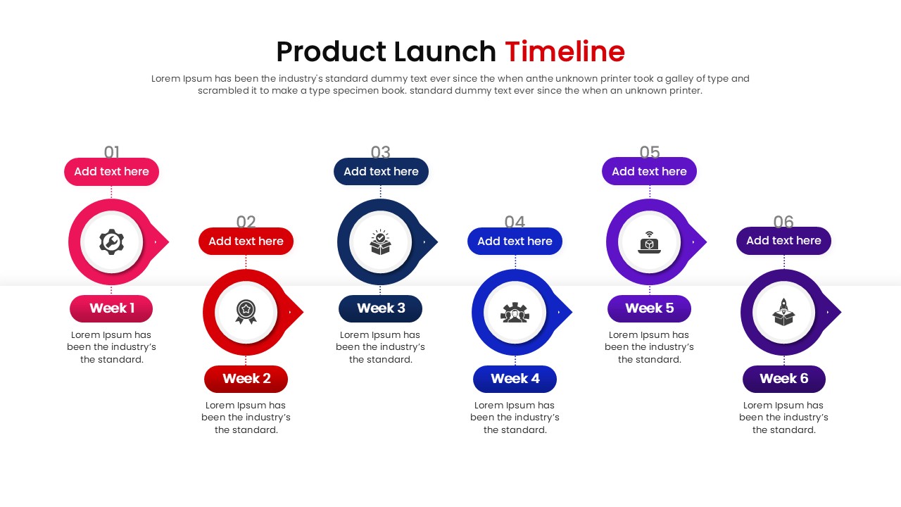 Horizontal roadmap diagram for product launch planning