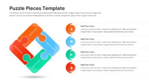A stack of puzzle-themed slides showing different color variations and layout options