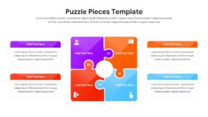 A 4-piece square puzzle layout ideal for SWOT analysis or core strategic pillars