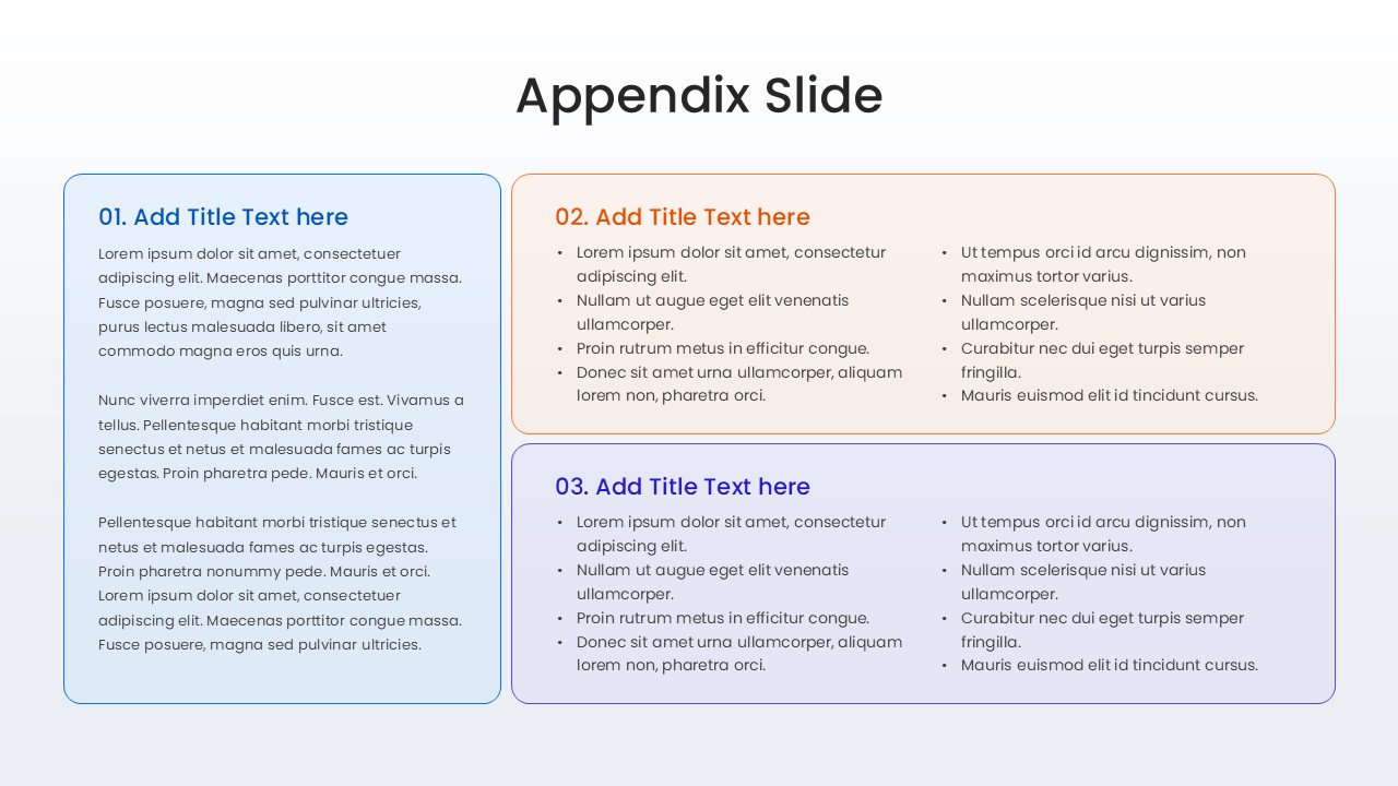 Minimalist white slide with four highlighted text boxes for simple list infographics and key takeaway points