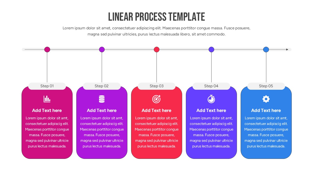 A 5-step sequential process map with clean lines and professional icons for business presentations