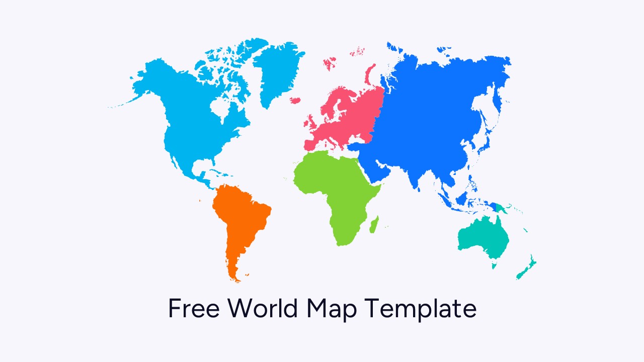 Detailed world map infographic with vibrant colors for each continent and specific text labels to describe international market share or demographic data