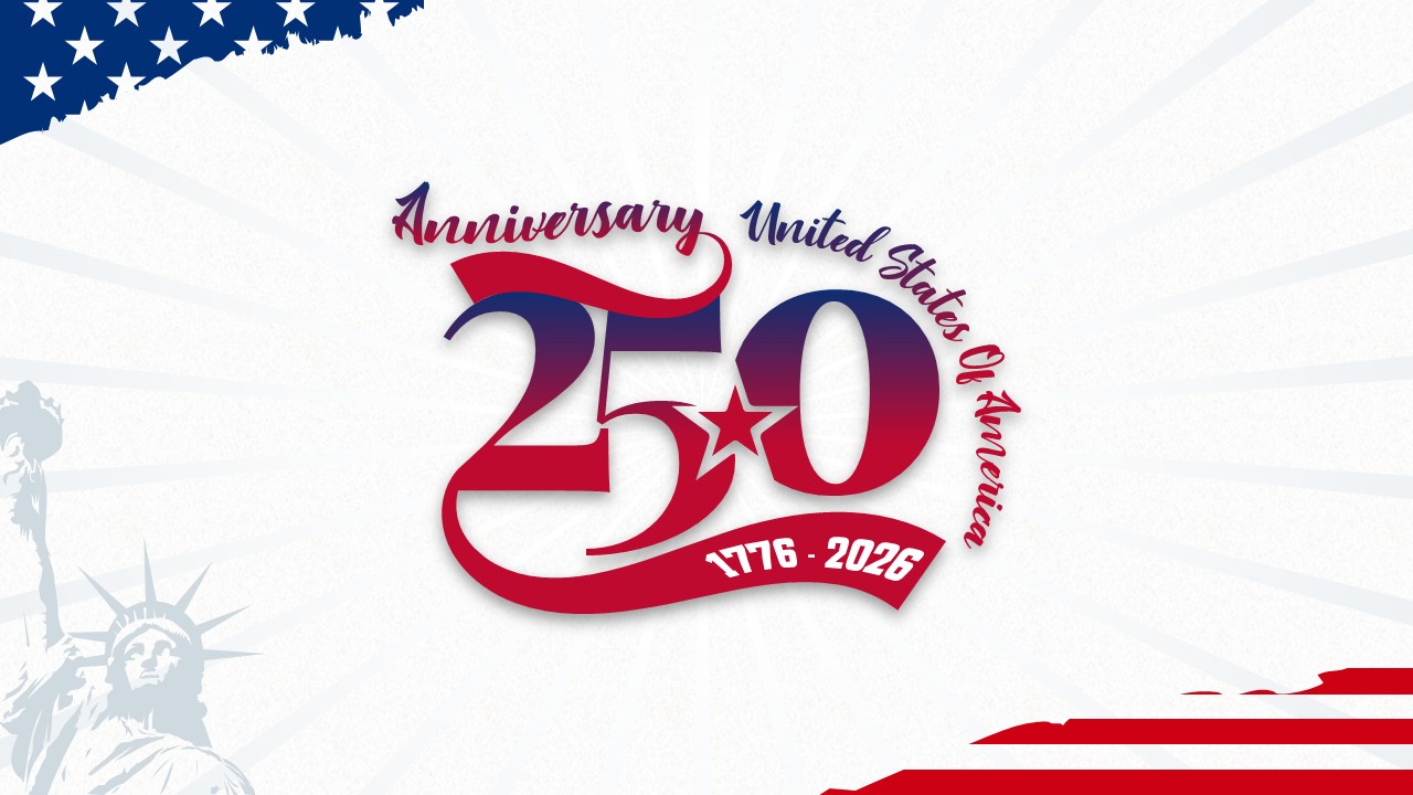 Anniversary United States of America 250 logo design with Statue of Liberty vector.