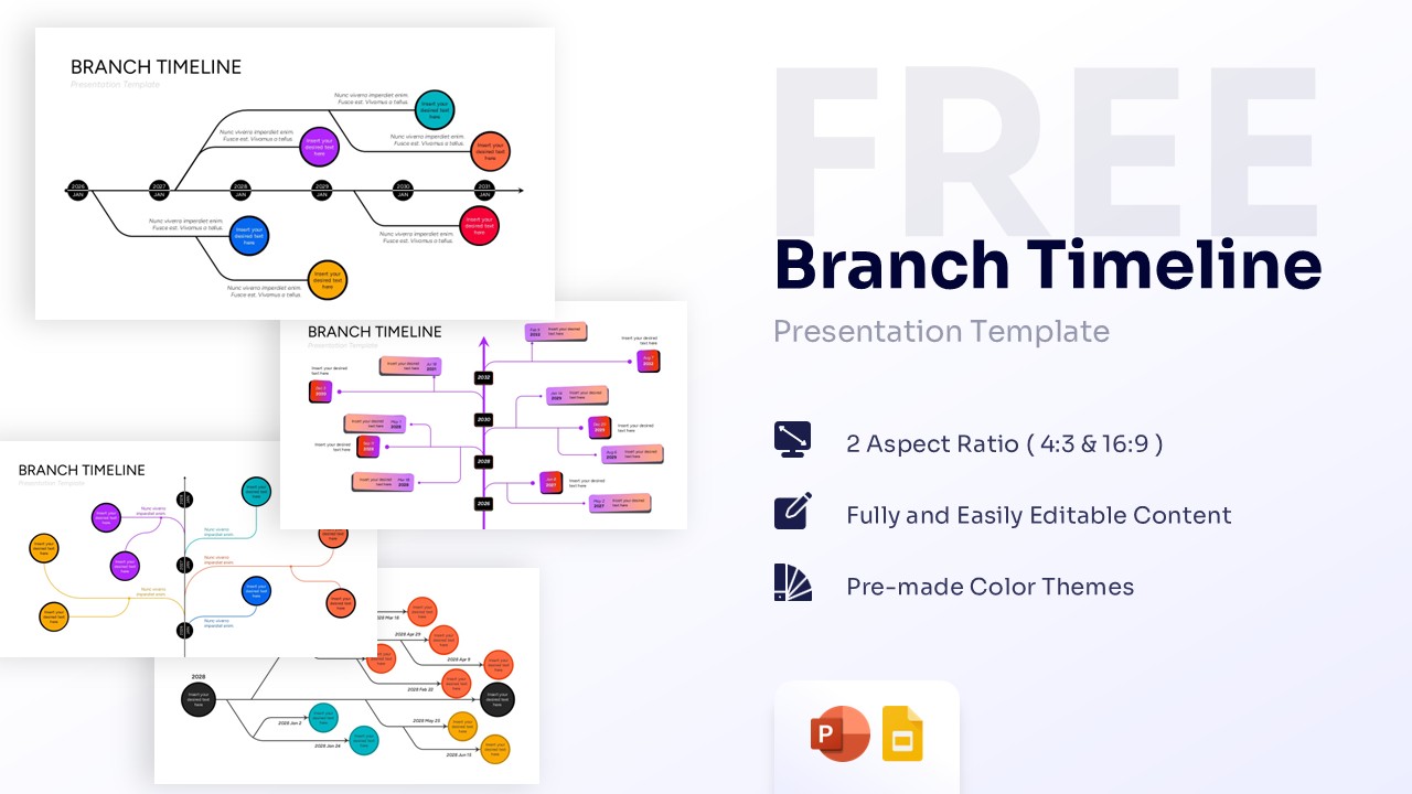 Comprehensive collection overview of the branch timeline PowerPoint template bundle.