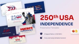 Overview collage of USA 250th independence day presentation templates.
