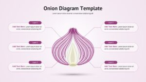Onion model infographic displaying six labeled layers with explanatory text sections