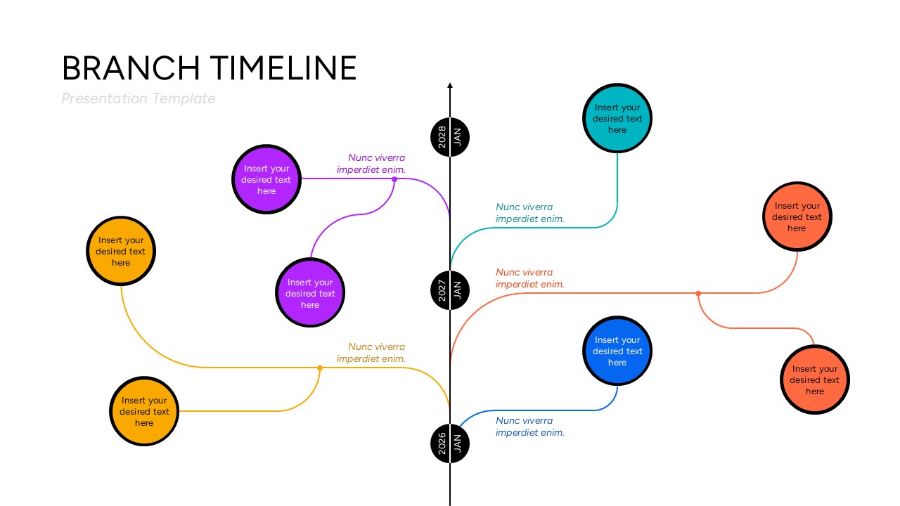 Vertical Branch Timeline for PowerPoint and Google Slides