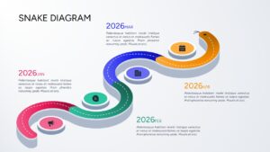 3D isometric snake process diagram template depicting a continuous timeline journey.