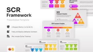 A comprehensive showcase of multiple SCR Framework PowerPoint Template slides featuring diverse flow layouts.
