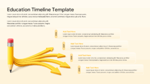 Light background presentation slide featuring a giant yellow pencil and four diverging arrows.