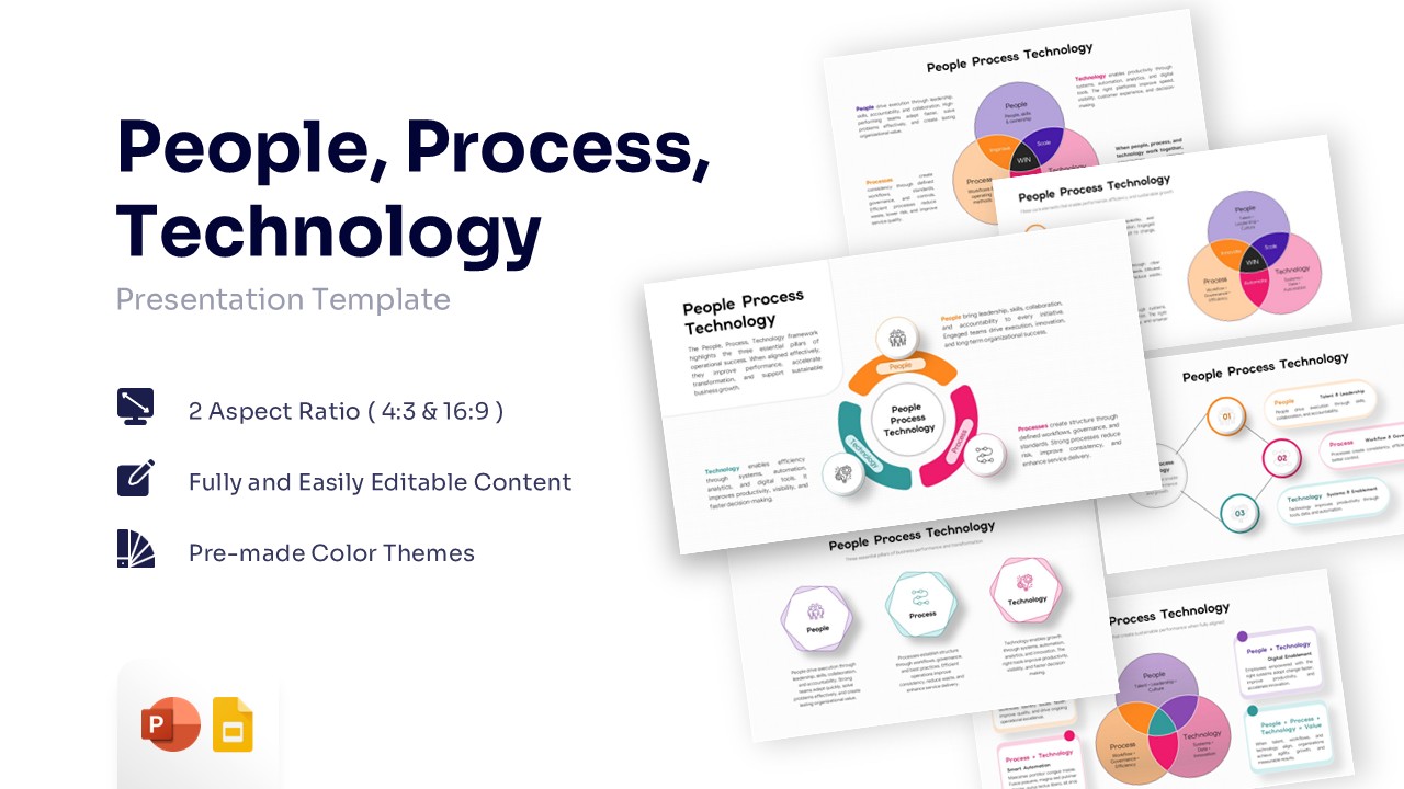 A collage of multiple PPT process infographic slides showing Venn diagrams and circular loops.